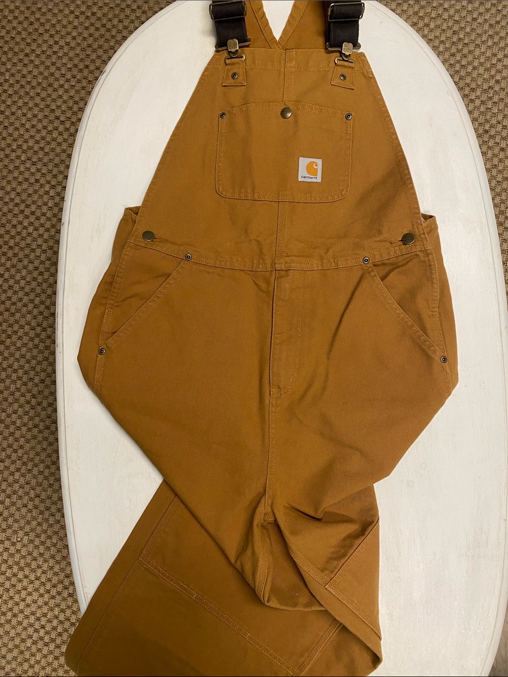 Carhartt Tan/Brown Duck Bib Overalls for Boys (Size 16)